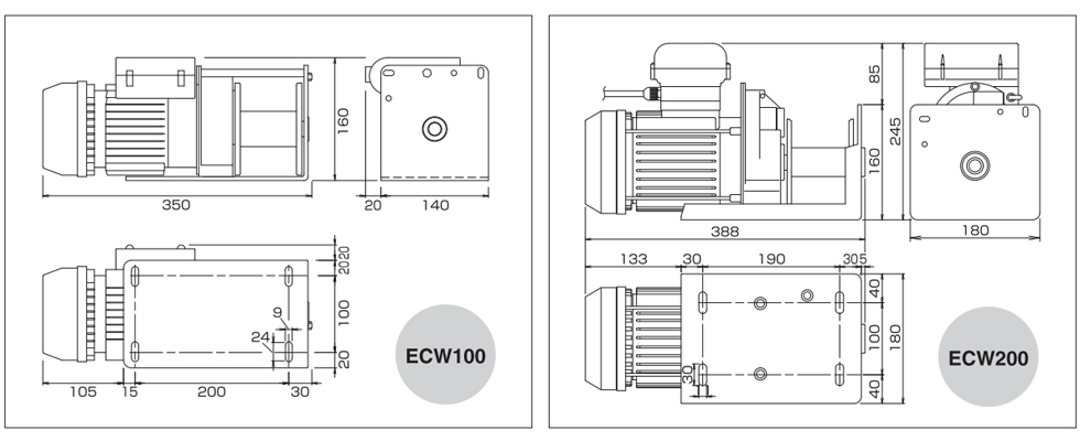 HHH ECW小型卷扬机尺寸