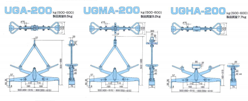  UGA混凝土夹钳尺寸