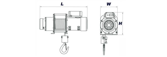 DU-202小型电动卷扬机产品尺寸图