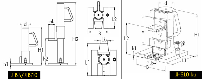 德国JUNG JHS分离爪式千斤顶尺寸图