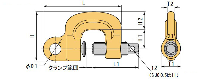 世霸SJC型螺旋式钢板钳尺寸图