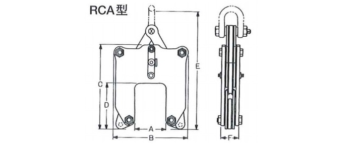 鹰牌RCA型钢轨夹钳尺寸图