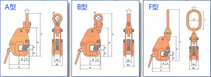 鹰牌GT型横吊钢板钳尺寸图