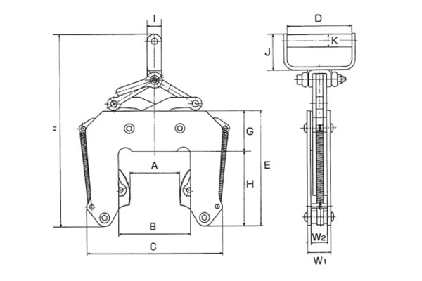 EAGLE CLAMP ECHL混凝土制品夹钳尺寸图