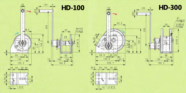 HD型FUJI手摇绞盘尺寸图