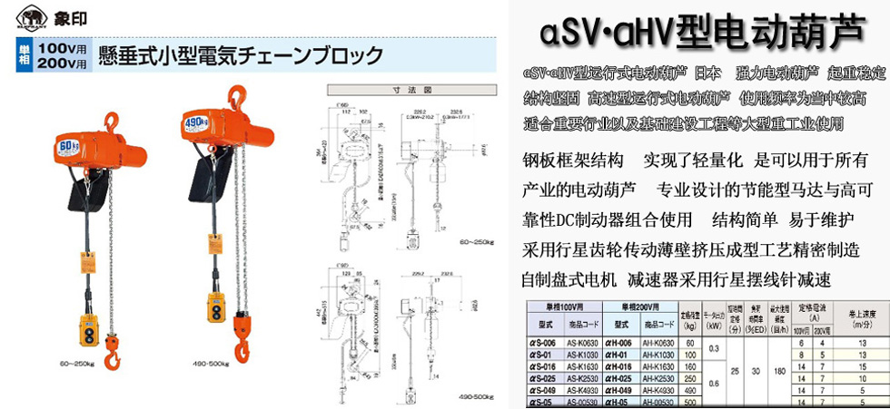 αSV・αHV型电动葫芦