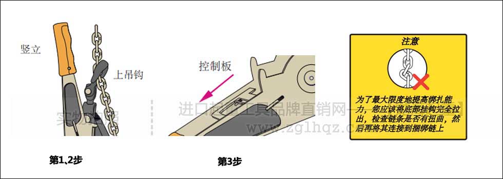 链条捆绑拉紧器如何拉紧？