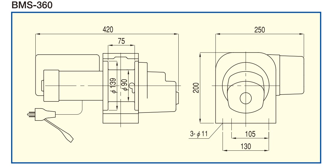 BM系列TKK卷扬机:BMS-360尺寸图